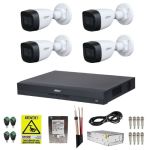Kit supraveghere complet Dahua 4 camere Starlight 5MP IR 30m Lentila 2.8mm, DVR 4 canale 4K-N/5MP WizSense, HDD 1TB, Accesorii montaj + Autocolant Rovsion SafetyGuard Surveillance