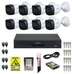 Kit supraveghere complet Dahua 8 camere Starlight 5MP IR 30m Lentila 2.8mm, DVR 8 canale 5MP WizSense, HDD 1TB, Accesorii montaj + Autocolant Rovsion SafetyGuard Surveillance