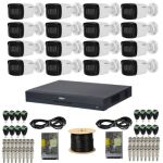 Sistem supraveghere Dahua 16 camere 4K 8MP IR 80m Microfon, DVR 16 canale 4K 8MP Audio WizSense, accesorii + Autocolant Rovision SafetyGuard Surveillance