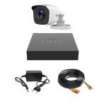 Kit supraveghere 1 camera 4 in 1 Hikvision HiWatch 2MP Infrarosu 20 metri IP66, DVR Hibrid Uniview cu 4 canale 2MP, Cablu, Sursa alimentare SafetyGuard Surveillance