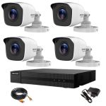 Kit supraveghere Hikvision Full HD 4 camere exterior seria Hiwatch, IR 20m, DVR si accesorii SafetyGuard Surveillance