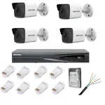 Kit supraveghere complet cu 4 camere IP, 4MP, lentilă 2.8mm, IR 30m, NVR 4 canale IP rezoluție 4k, accesorii SafetyGuard Surveillance