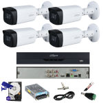 Sistem de supraveghere 4 camere Dahua, 5 MP, IR 80M, lentila 3.6MM, Starlight, DVR Dahua 4 canale, 5MP, Accesorii SafetyGuard Surveillance