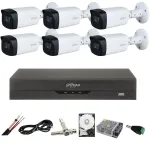 Sistem de supraveghere Dahua cu 6 camere 5 MP IR 80M lentila 3.6MM Starlight, DVR Dahua 8 canale 8MP Hard Accesorii incluse SafetyGuard Surveillance