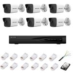 Sistem de supraveghere complet cu 6 camere IP, 4MP, lentilă 2.8mm, IR 30m, NVR cu 8 canale IP cu rezoluție 4k, accesorii SafetyGuard Surveillance