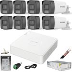 Sistem supraveghere Hikvision 8 camere color vue 2MP Dual Light, microfon, IR 40m lumina alba DVR 4MP acu sense cu accesorii incluse si HDD 1TB SafetyGuard Surveillance