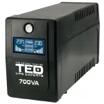 UPS 700VA / 400W LCD display Line Interactive cu stabilizator 2 iesiri schuko TED UPS Expert TED001559 SafetyGuard Surveillance