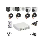 Kit supraveghere video Hikvision 5MP format din 2 camere interior 2 camere exterior DVR 4 canale si accesorii complete incluse SafetyGuard Surveillance