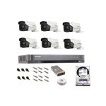 Sistem complet de supraveghere profesional Hikvision 6 camere IR60m, DVR 8 canale Turbo HD, inregistrare 4K, HDD 2 Tb, 100 m cablu CCTV, vizualizare pe telefon SafetyGuard Surveillance