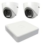 Sistem de supraveghere Hikvision 2 camere interior 5MP ColorVU, lumina alba 20m, DVR 4 canale 8 MP SafetyGuard Surveillance