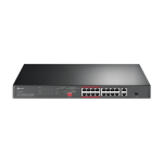 Switch 16 x RJ45 10/100 Mbps PoE, 2 x RJ45 1G, 1 x combo SFP 1G, Buget PoE 150W, Unmanaged - TP-Link TL-SL1218P SafetyGuard Surveillance