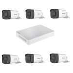Kit supraveghere video profesional de exterior 6 camere Hikvision Turbo HD 5MP IR40 M , DVR 8 canale Hikvision, live internet SafetyGuard Surveillance