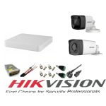 Sistem supraveghere video Hikvision 2 camere 5MP Turbo HD IR80m si IR40m DVR Hikvision 4 canale full accesorii SafetyGuard Surveillance