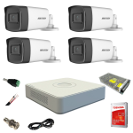 Sistem supraveghere video Hikvision 4 camere de exterior 5MP Turbo HD cu IR 40M DVR 4 canale full accesorii cu HARD 1TB live internet SafetyGuard Surveillance