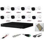 Sistem supraveghere video exterior 8 camere Dahua 2MP, DVR Dahua, accesorii incluse full SafetyGuard Surveillance