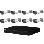 Kit 8 Camere Supraveghere exterior Dahua bullet HDCVI 2MP, 3.6mm, Smart IR 20m, DVR 8 canale SafetyGuard Surveillance