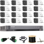 Sistem Supraveghere profesional Hikvision 16 Camere 5MP Turbo HD IR 40m SafetyGuard Surveillance