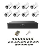Sistem complet 8 camere supraveghere exterior FULL HD 20 m IR, DVR 8 canale, accesorii SafetyGuard Surveillance