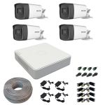 Sistem supraveghere Hikvision 4 camere 5MP Turbo HD IR 80 DVR 4 canale accesorii SafetyGuard Surveillance