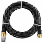 Furtun de aspirație cu racorduri din alamă, negru 1,1" 3 m, PVC GartenMobel Dekor