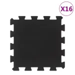 Plăci de podea din cauciuc, 16 buc., negru, 16 mm, 30x30 cm GartenMobel Dekor