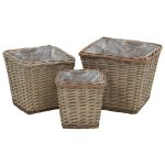 Strat înălțat, 3 buc., răchită cu căptușeală PE GartenMobel Dekor