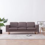 Canapea cu 3 locuri, gri taupe, material textil GartenMobel Dekor