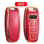 Husa Cheie Audi Q8 A8 SmartKey TPU+PC Rosu Cu Contur Gold AutoProtect KeyCars
