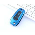 Husa Cheie Auto FORD TPU+PC Albastra cu butoane Negre Cheie Briceag (Ford Ranger, Ford Puma) AutoProtect KeyCars