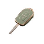 Husa Cheie Dacia Logan,Sandero, Duster,Dokker, Spring 2 Butoane, TPU, Design, Verde cu contur Auriu AutoProtect KeyCars