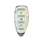 Husa Cheie Auto Ford Kuga, Alba cu contur Silver, Smartkey, Tpu AutoProtect KeyCars