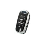 Husa Cheie Briceag Renault Megane 4, Kadjar, Clio, 3 Butoane, Tpu, Negru cu contur silver AutoProtect KeyCars