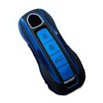 Husa Cheie Porsche, Smartkey Model Nou, 3 Butoane, Tpu, Aspect piele, Albastru AutoProtect KeyCars