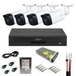 Sistem supraveghere analog Dahua 4 camere 2MP Full HD, IR 80m, SmartIR,  cu DVR 4 canale + 6 canale IP, inregistrare 5MP, compresie H.265+,  accesorii montaj SafetyGuard Surveillance