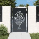 Poartă pentru grădină, antracit, 105x155 cm, oțel, design copac GartenMobel Dekor