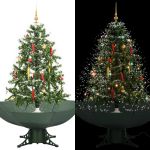 Brad de Crăciun cu ninsoare și bază umbrelă, verde, 140 cm GartenMobel Dekor