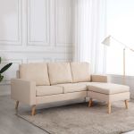 Canapea cu 3 locuri și taburet, crem, material textil GartenMobel Dekor