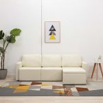 Canapea extensibilă modulară, 3 locuri, crem, piele ecologică GartenMobel Dekor