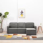 Canapea extensibilă modulară, 3 locuri, gri taupe, textil GartenMobel Dekor
