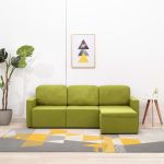 Canapea extensibilă modulară, 3 locuri, verde, material textil GartenMobel Dekor