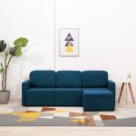 Canapea extensibilă modulară cu 3 locuri, albastru, textil GartenMobel Dekor