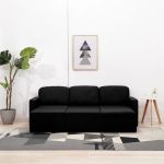 Canapea extensibilă modulară cu 3 locuri, negru, textil GartenMobel Dekor