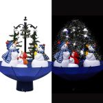 Brad de Crăciun cu ninsoare și bază umbrelă albastru 75 cm PVC GartenMobel Dekor
