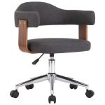 Scaun de birou pivotant, gri, lemn curbat și material textil GartenMobel Dekor