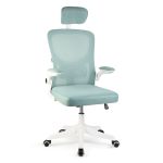 Scaun de birou ergonomic cu brațe rabatabile, alb/albastru, 58 x 48 / 50 x 50 cm Best CarHome