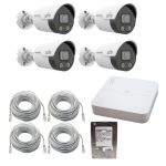 Sistem Supraveghere IP Complet UNV cu 4 Camere IP 4MP ColorHunter, Dual Light, Audio Bidirectional, PoE, NVR 4 Canale + 4 porturi Long PoE, HDD 1TB SafetyGuard Surveillance
