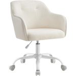 SONGMICS Scaun birou rotativ, reglabil pe inaltime, material sherpa si PU, cadru otel, 64x64x83-93 cm, bej Household NewTrend