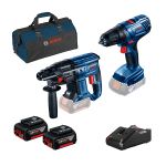 Bosch GBH 180-LI Ciocan rotopercutor brushless Li-Ion, 2J + GSR 180-LI Masina de gaurit si insurubat Li-Ion, 54Nm + 2 acumulatori Li-Ion, 4Ah + Geanta textil ProAdvanced PowerfulTools