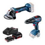 Bosch Kit 2 scule brushless GWS 180-LI Polizor unghiular brushless, 115mm + GSB 18V-50 Masina de gaurit cu percutie + 1 acumulator 2Ah + 1 acumulator 4Ah + incarcator ProAdvanced PowerfulTools
