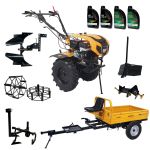 ProGARDEN Pachet Campo 1844 Motocultor 18CP + Remorca RM500C + Plug bilonat + Plug reversibil + Prasitoare + Adaptor + 2 Roti metalice 540x170 + 4L Ulei ProAdvanced PowerfulTools